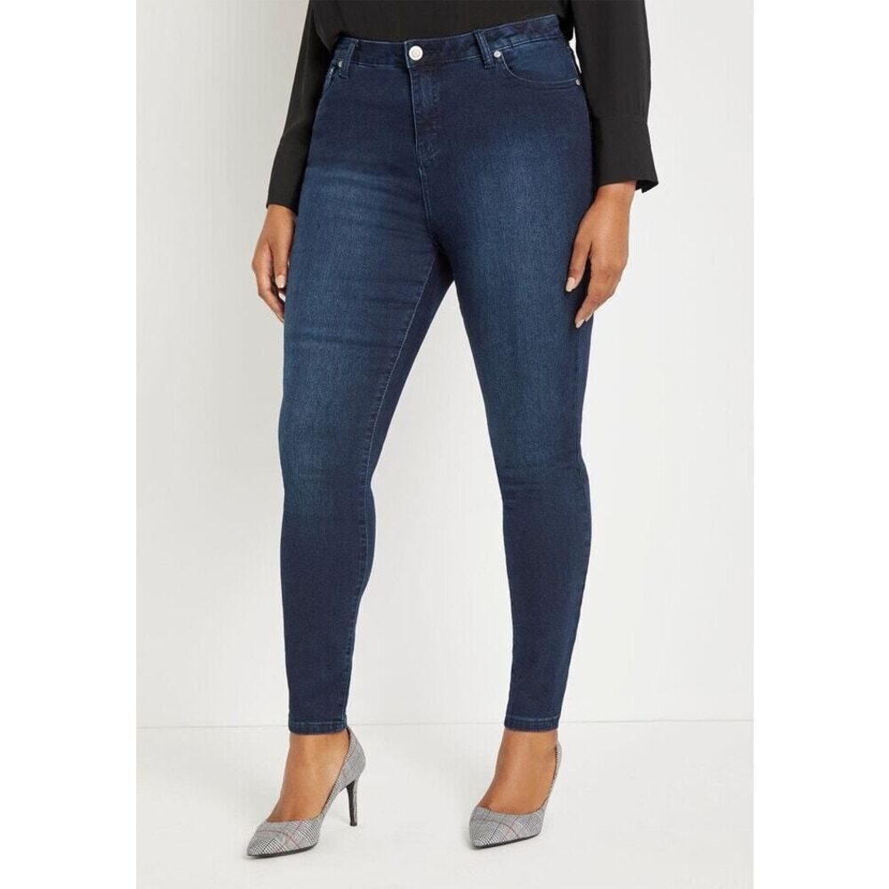 Eloquii Sculpting Skinny Jeans Womens Size 28 Blue Dark Wash Denim Classic Fit